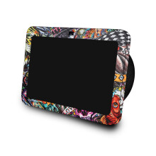 Carbonfaser-Hülle kompatibel mit Amazon Echo Show 8 (3. Gen, 2023) - Old School Tattoo - Premium 3M Vinyl Schutzfolie - Einfach anzubringen