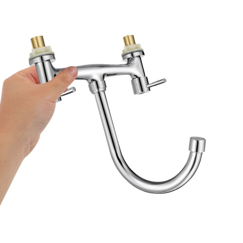 2Robinet Cuisine Double Eau Chaude Froide Métal Argenté