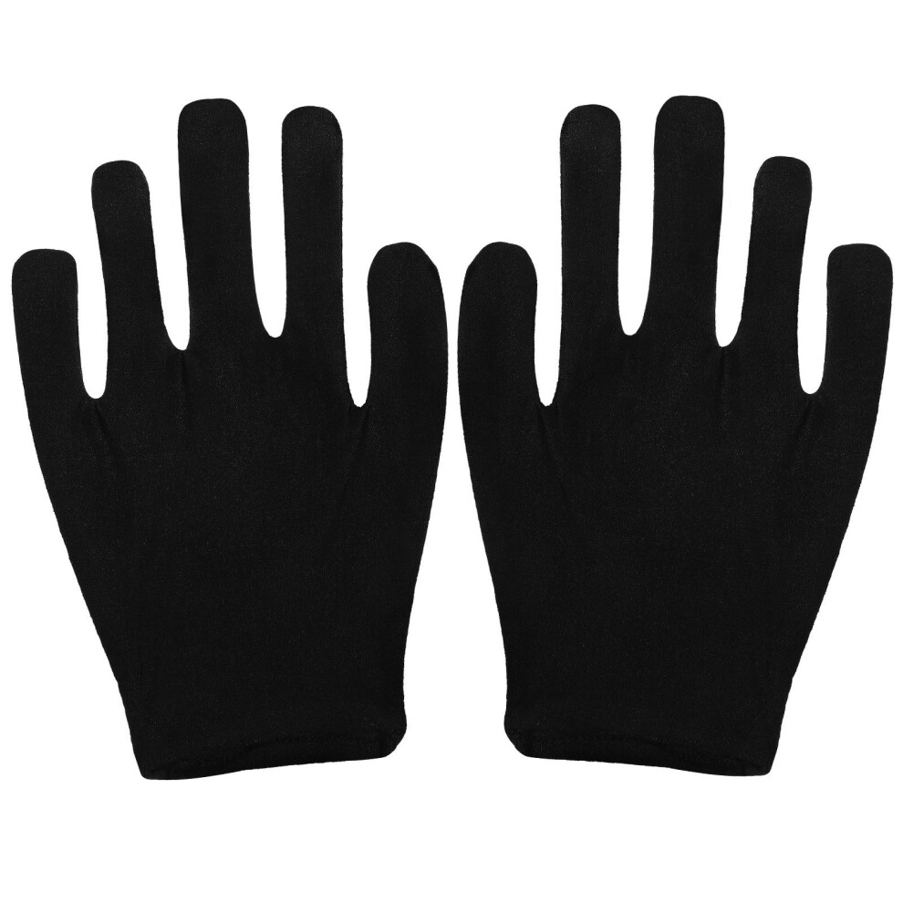 Artibetter 12Pairs Black Moisturizing Cotton Gloves For Dry Hands Jewelry Use