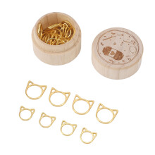 30pcs Golden Cat Head Stitch Markers Set with Storage Box, 1.6cm