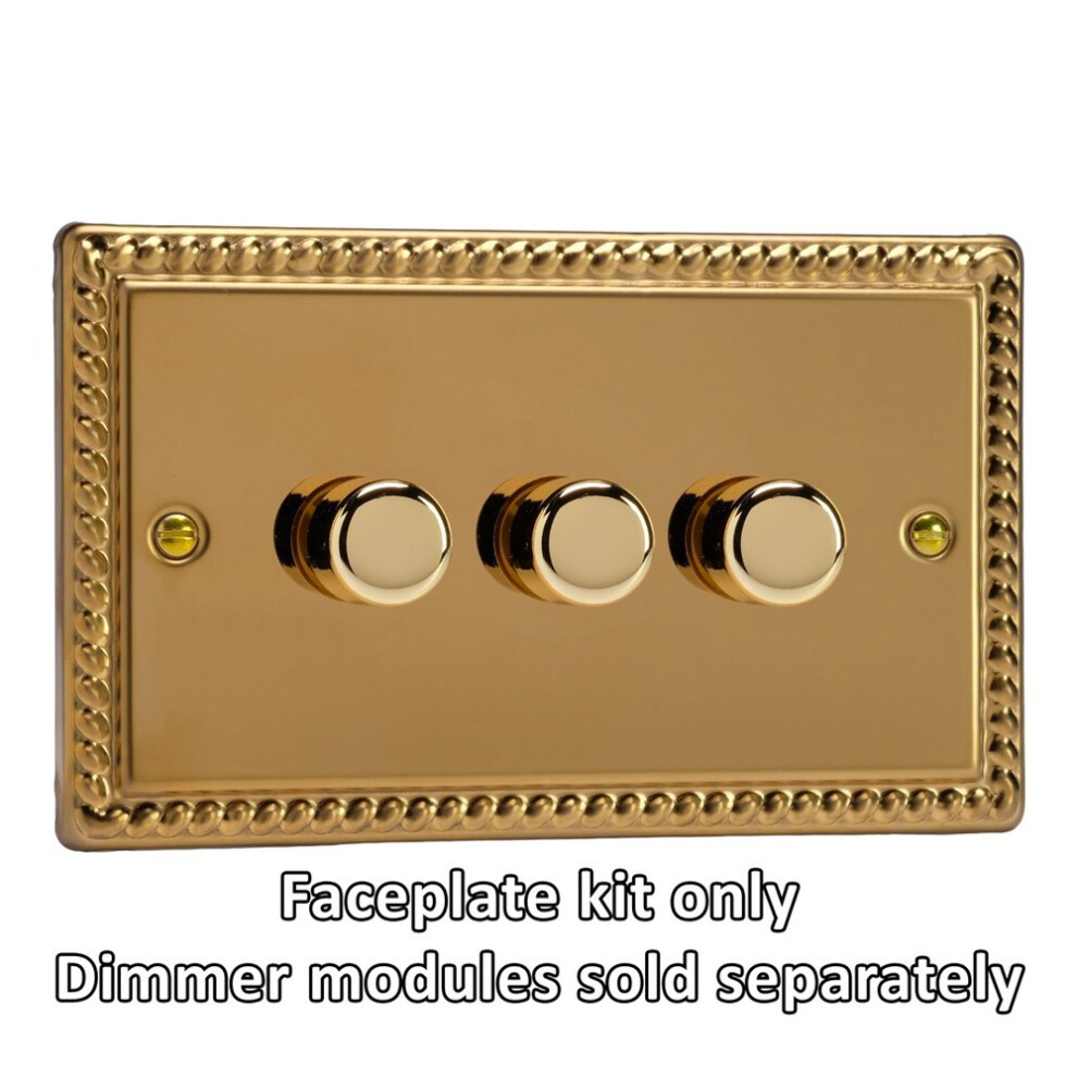 Varilight 3-Gang Matrix Kit For Rotary Dimmers (Twin Plate) Georgian Brass Finish 5021575008128