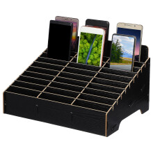 1 stück handy-organizerbox, hölzerne mehrfachfach-ablage (schwarz)