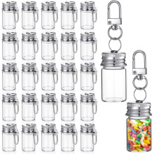 36 Stück 7 Ml Kleine Glasfläschchen Als Schlüsselanhänger, -Gewürzfläschchen mit Aluminiumdeckel, Ideal für Selbstgemachte Gastgeschenke bei