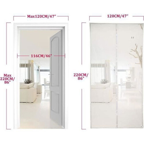 Magnetic white mesh mosquito net for doors and windows, 120*220cm 2