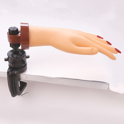 Khaki PVC Nail Art Practice Hand Model Bendable for Manicure 1