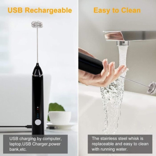 Melkopschuimer - USB oplaadbaar - Drie instelbare snelheden - Zwart 2