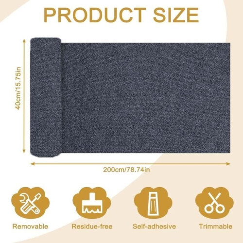 200x40cm Self-Adhesive Cat Scratching Mat, Cat Scratcher for Sofa, DIY Sofa Protector for Cats 2
