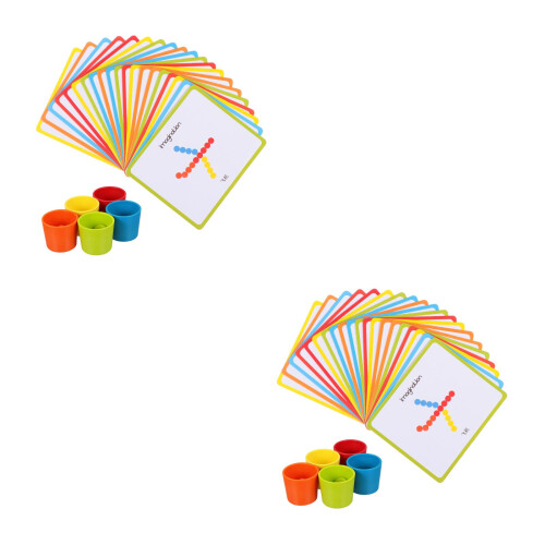 2Sets Assorted Matching Sorting Cups Wooden Balance Toy 2