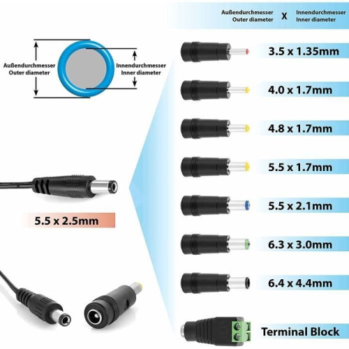 Universal-Netzteil - APERIL - 12V 2A - 24W - 8 austauschbare Spitzen - 1,83 m 2