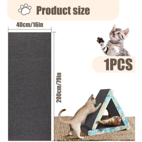 Self-Adhesive Cat Scratching Mat, Grey, Anti-Scratch Cat Sofa Protector, 40200 cm, Climbing Cat Scratcher 2