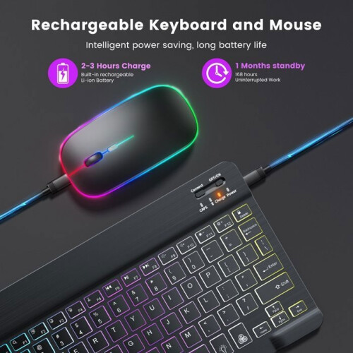 Ασύρματο πληκτρολόγιο και ποντίκι Bluetooth Combo για iPad/Samsung/iPhone Tablet, Επαναφορτιζόμενο φ 1