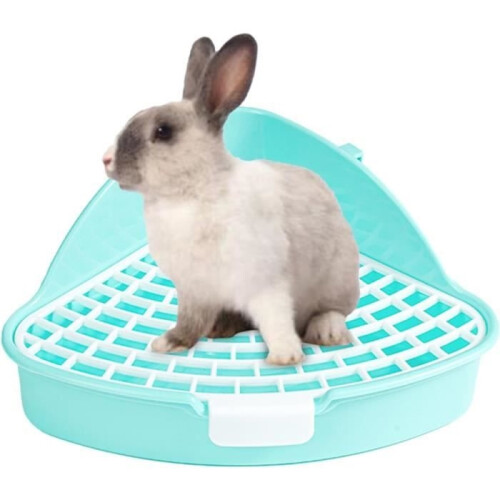Small Pet Toilet, Rabbit Litter Box, Splash-Proof Cage, Corner Bedding, Blue 1