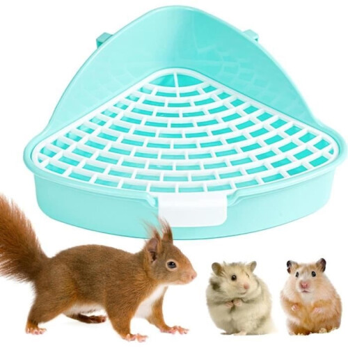 Small Pet Toilet, Rabbit Litter Box, Splash-Proof Cage, Corner Bedding, Blue 2