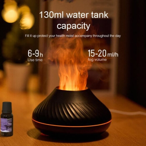 130ml Essential Oil Diffuser, Multi-Color Light Flame Effect, Air Humidifier for Office, Bedroom, Bathroom 1