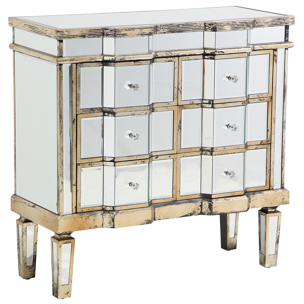 6 Drawer Chest MOZELA Mirrored Silver