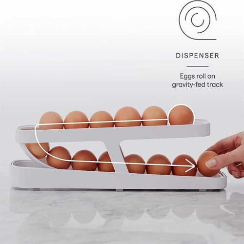 Automatic rolling egg holder - Egg Holder Fridge - 2 tiers - White - Kitchen Accessories 1