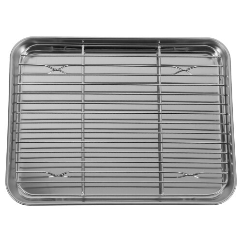 2 Piezas Bandeja Hornear Rectangular Acero Inoxidable 26X20X2,5 Cm
