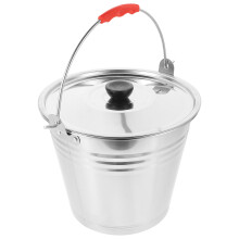 1Ud Balde Rojo De Acero Inoxidable Multiuso Para Leche Y Agua
