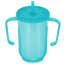 Vaso Ergonomico Para Ancianos Con Tapa Giratoria Y Pajita Azul
