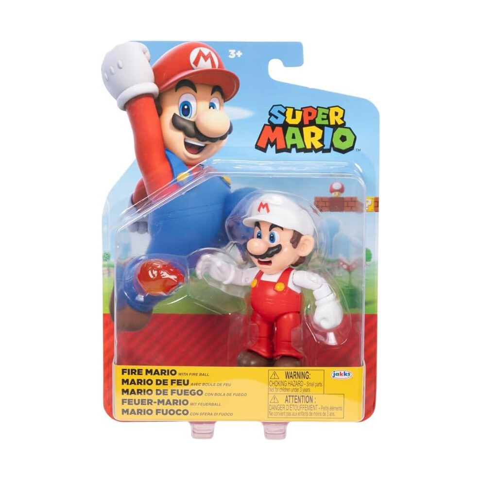 Photos - Action Figures / Transformers Nintendo Super Mario Bros 10cm Fire Mario with Fireball Articulated Figure 42448