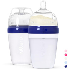 Inttero 9oz Formeldispenser Anti-Kolik Babyflasker - 2 Pakke/Medium Flow - Moderne Blå - Baby Essentials