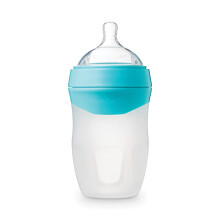 Tiny Twinkle Silicone Baby Bottle - Comfort Grip & Soft Nipple - 8 Oz (Mint)