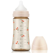 Grosmimi PPSU Fles voor Baby, BPA Vrij (10oz Kers_Roze Goud)