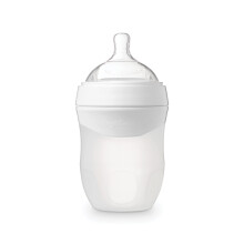 Tiny Twinkle Silicone Baby Bottle with Comfort Grip & Soft Nipple - 6 Ounce (White)