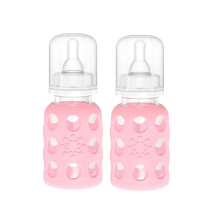 Lifefactory Fles Glas met Silicone Huls 4 Ounce - 2 Pack - Roze