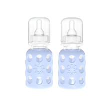 Lifefactory Glazen Flessen voor Baby's met Siliconen Bescherming - 2-Pack, 4 oz Flessen, Dekentje