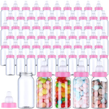 PINKXHY 60 Stuks 4.5 Inch Baby Mini Melkfles Babyshower Favor Vulbare Fles Snoepdoos Kleine Plastic Container DIY Gift