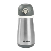 BEABA Bottiglia d'Acqua Isolata in Acciaio Inox per Bambini, con Punteggio Anti-perdita, Perfetta per Viaggi, (Rosa)