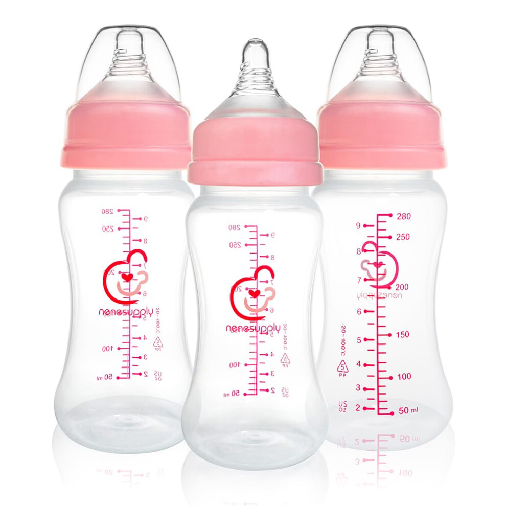 Natural Baby Bottles Newborn Feeding Bottles Slow Flow Breastfeeding Bottle For Breastfed Babies Wide Neck 9Oz Anti Colic Level 2 Nipple Fo Nenesupply