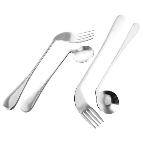 Conjunto Colher Curva E Garfo Adaptado Para Alimentação Fácil
