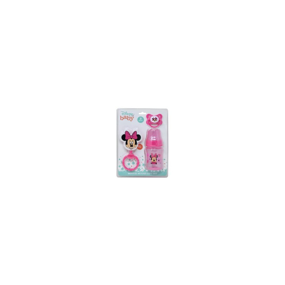 Disney Baby Girl Minnie Mouse Bottle, Rattle & Pacifer Set Cudlie