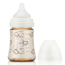 Grosmimi PPSU Fles voor Baby, Vrij van BPA (6oz Beer_Wit)