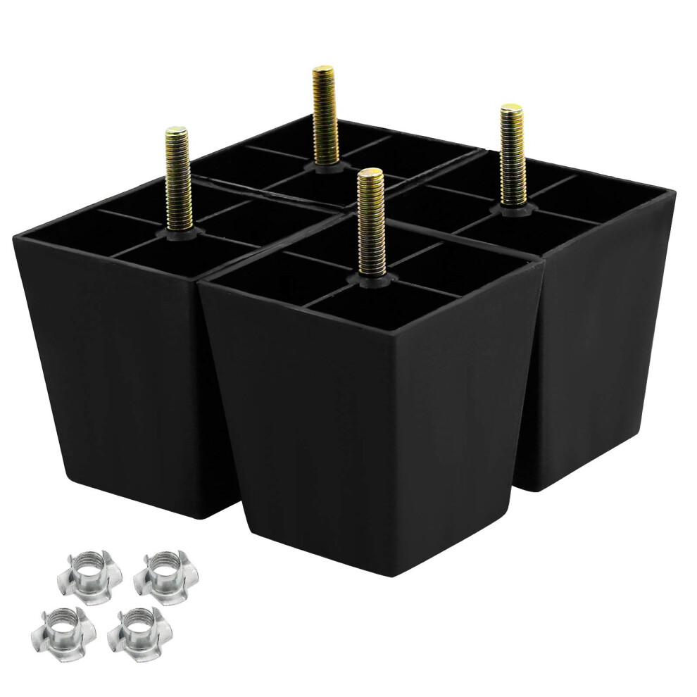 Seimneire 4Pcs 3 Inch Sofa Legs, Plastic Couch Feet Square Furniture Legs With M8 Hanger Bolts For Sofa Dresser Cabinet Chair Bed Coffee Table 779584516824