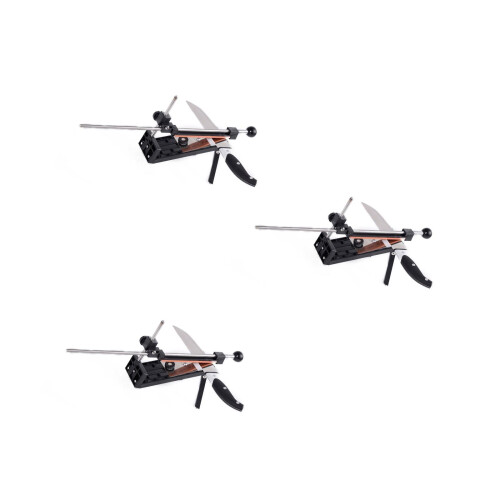 3Pcs Kitchen Fix Angle Sharpener Black with Stainless Steel & Stones 2
