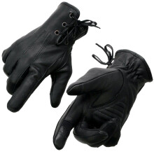 Milwaukee Leather MG7770 Kvinder Sort Læder I - Touchscreen Kompatible Snøre Håndmotorcykel Handsker M/Gel Håndflade - Medium