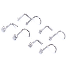 8 Pièces Anneaux De Nez En Acier Inoxydable Sertis Strass