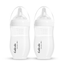 Gulicola Natuurlijke PP Baby Borstvoeding Flessen, Medium Stroom Teven (M), 3 Maanden +, Wit, 8 oz - 2pks