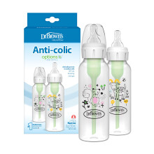 Dr. Brown's Natural Flow Anti-Colic Options+ Smalle Fles, Eekhoorn & Geit, 8 oz/250 mL, 2-Pack