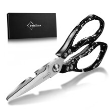 Ciseaux de Cuisine BoFuYuan: Ciseaux Multifonctionnels Robustes pour Poulet, Viande, Aliments (9'' Argent)