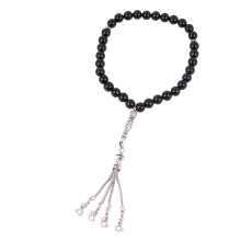 chapelet musulman 33 perles en agate naturelle pour pèlerinage noir