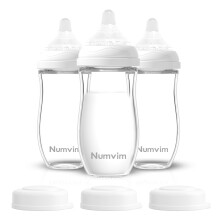 Numvim Glas Babyflessen voor Borstvoeding, Essentiële Babyproducten, Gemakkelijke Medium Doorstroom