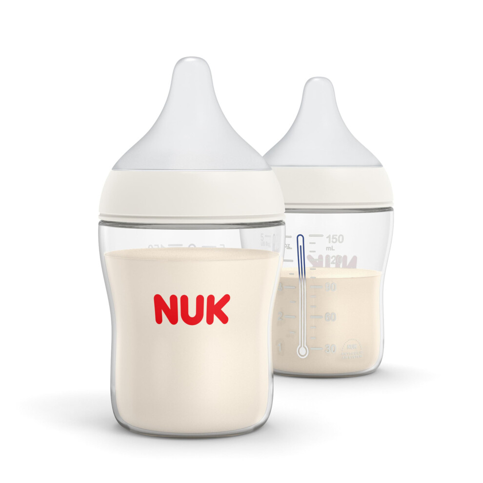 Nuk Perfect Match 2-In-1 Natural And Anti-Colic Bottle With Slow Flow, Wide, Adaptable Nipple, 5Oz., 2 Pack,