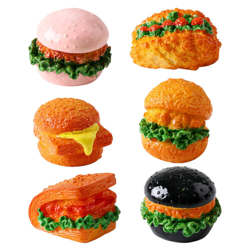 24Pcs Miniature Resin Burger Models Assorted Color for DIY Scenes 1