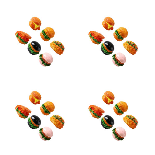 24Pcs Miniature Resin Burger Models Assorted Color for DIY Scenes 2