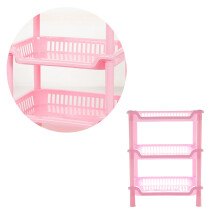 square 3-layer storage rack detachable holder kitchen bathroom pink