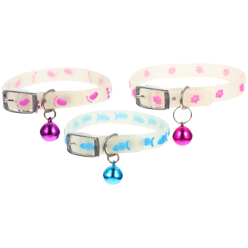 3Pièces Collier Chien Silicone Fluorescent Anti-Perte Coloré